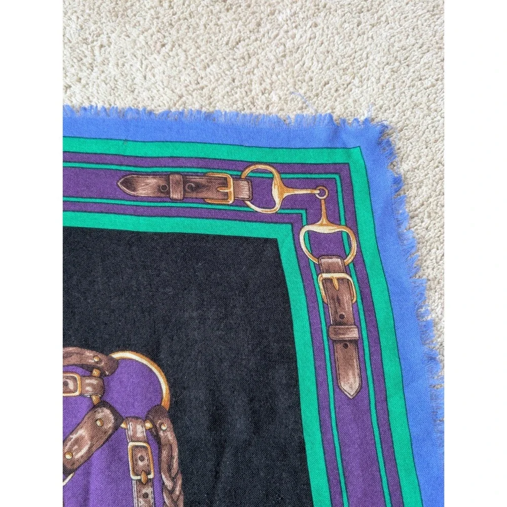 Vintage Lauren Ralph Lauren‎ Silk Scarf *HOLES Equestrian Belt Crest 40